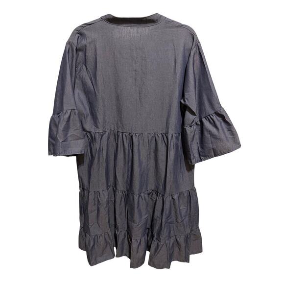 Unbranded Lightweight Blue Jean Babydoll Dress Ruffle Sleeve Plus Size 2X - Picture 5 of 8